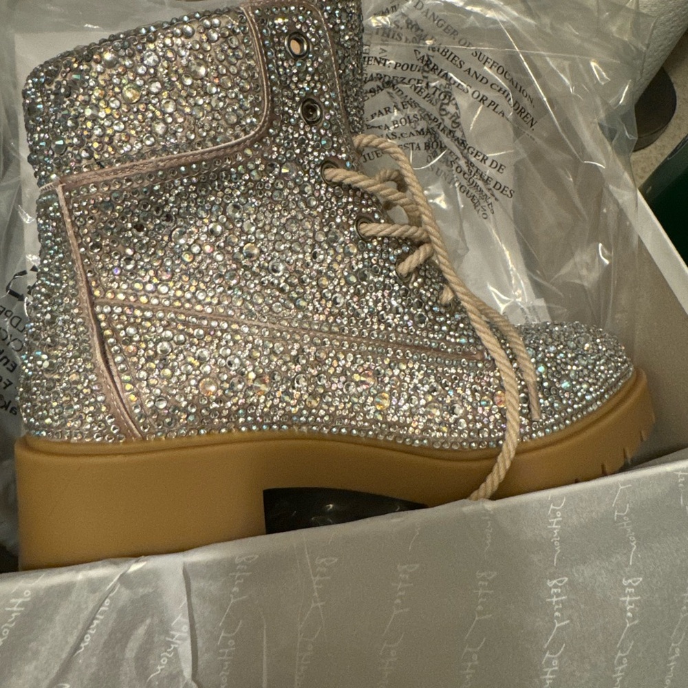 Betsey Johnson “Hudson” style rhinestone encrusted boots-stunning!!